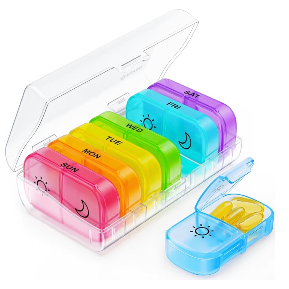 Weekly 7-Day Pill Organizer Travel Case - Multicolor